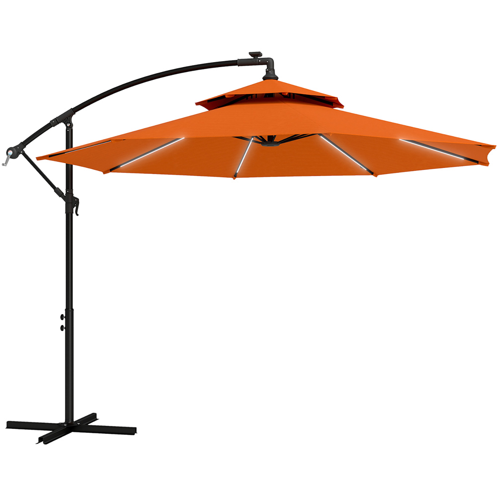 Outsunny Orange Banana Cantilever Parasol with Lights 3m Image 1