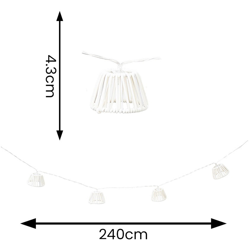 ValueLights White Rope Wicker Basket Battery Operated Outdoor Garden String Light 10 Pack Image 4