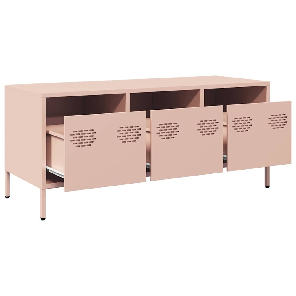 vidaXL 3 Drawer Pink Steel Industrial Style TV Cabinet Image 3