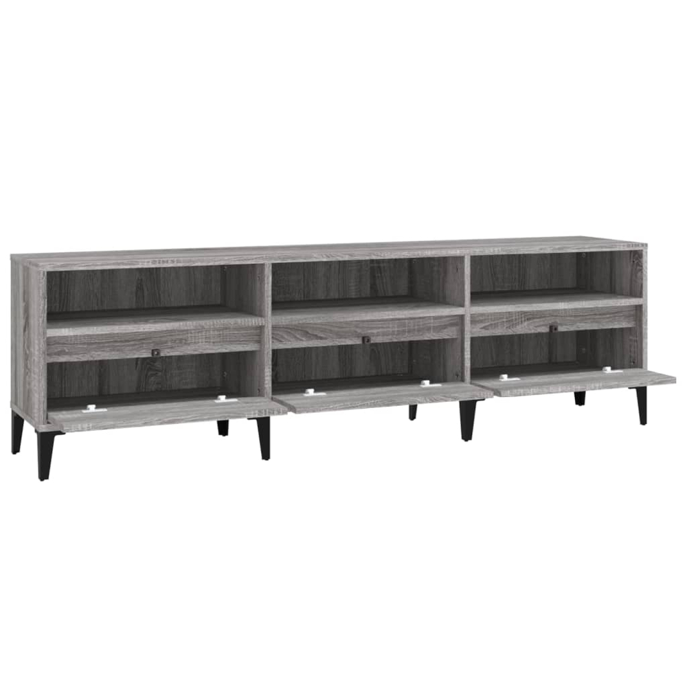 vidaXL 3 Door 3 Shelf Grey Sonoma TV Cabinet Image 4