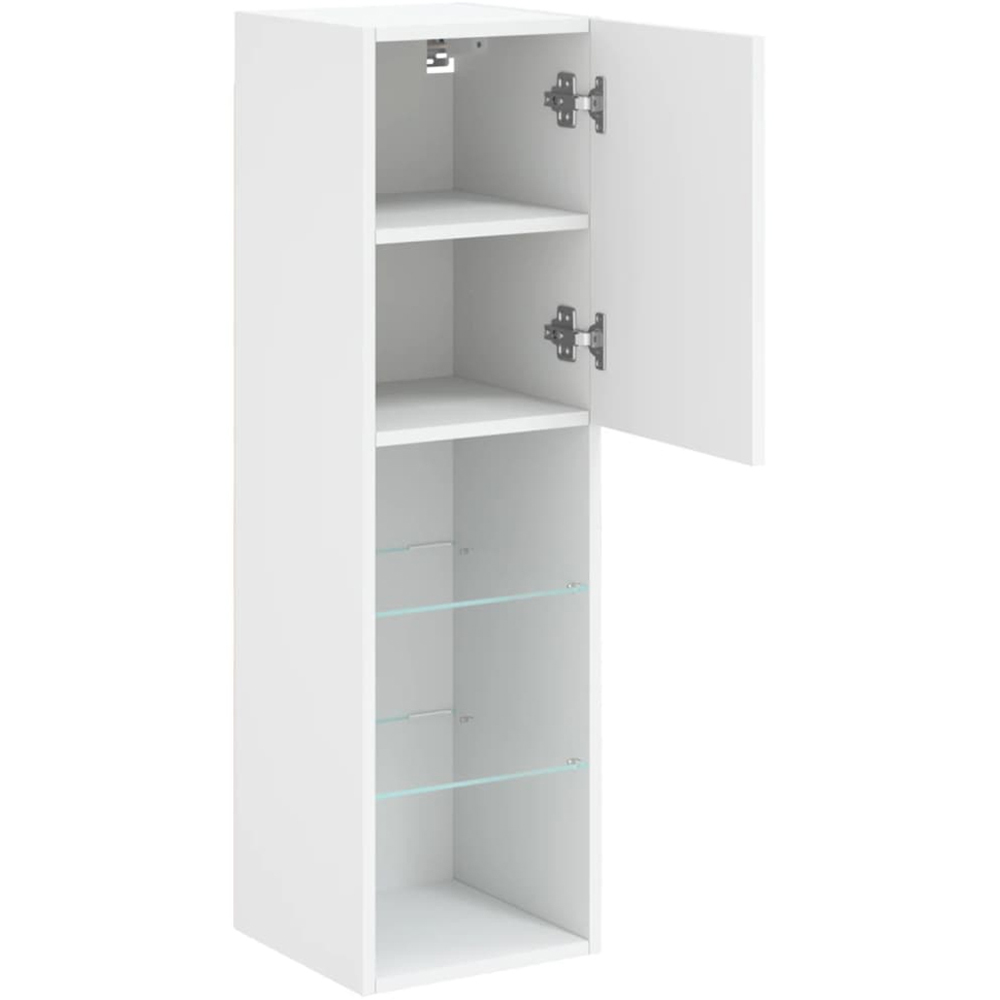 vidaXL Single Door 3 Shelf White Tall Slim TV Cabinet with LED Lights Image 5
