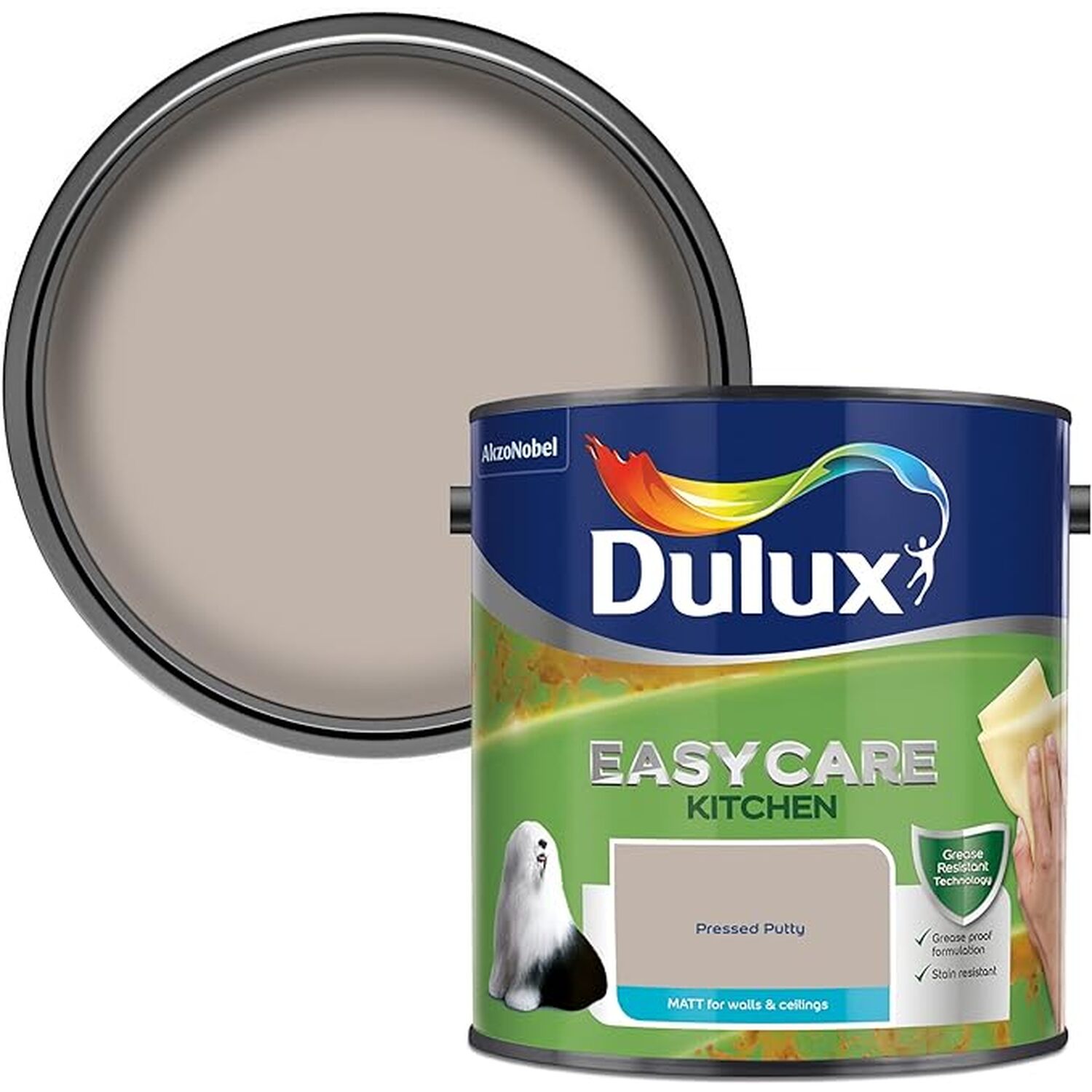Dulux Easycare Kitchen Pressed Putty Matt Emulsion Paint 2.5L Image 1