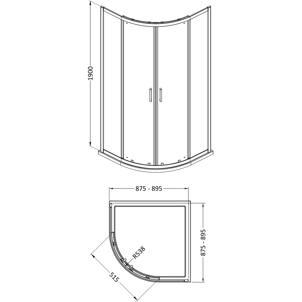 Oem Matt Black Quadrant Shower Enclosure 90 x 90cm Image 2