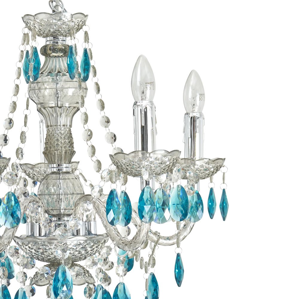 Wilko 5 Arm Smoke and Blue Chandelier Ceiling Light Image 6