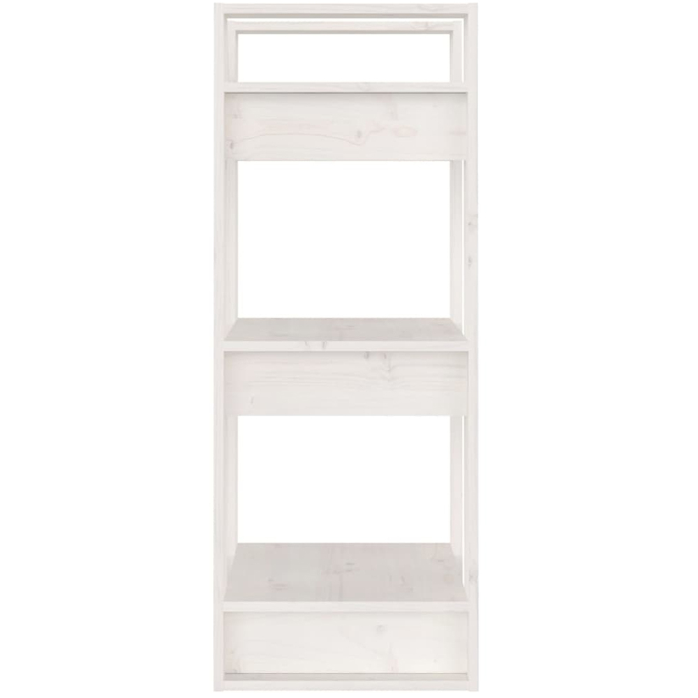 vidaXL 3 Shelf White Solid Pine Bookcase Image 4