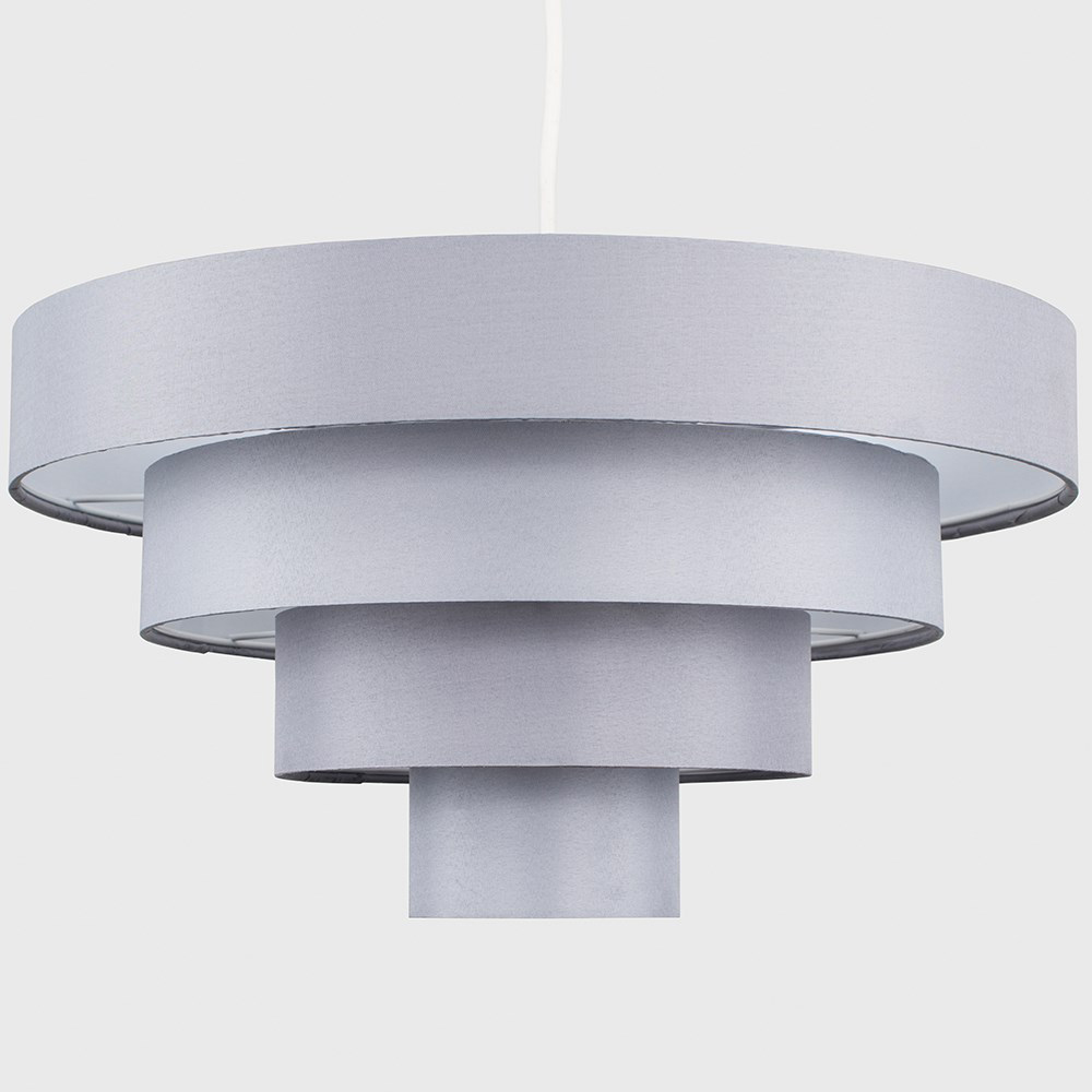 ValueLights 4 Tier Grey Fabric Ceiling Pendant Lamp Shade Image 2