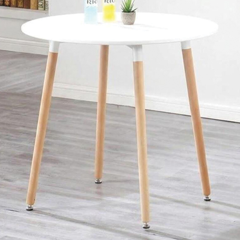 Kosy Koala 4 Seater Velvet Round Dining Set White Image 1