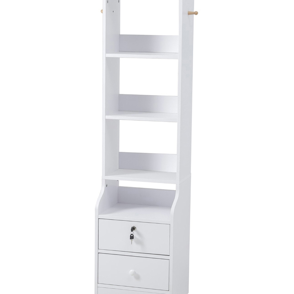 Living and Home 2 Drawer 4 Shelf White Tall Bedside Table Image 6