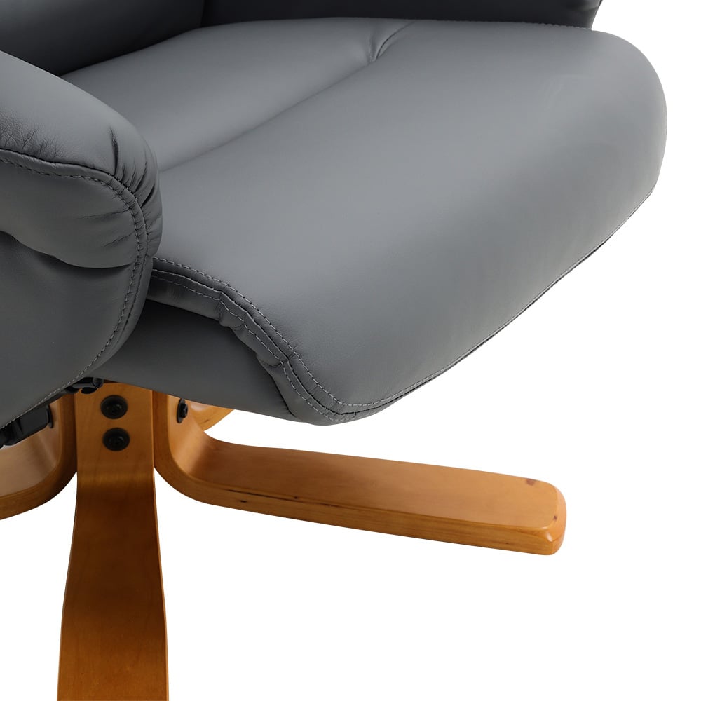 Living and Home Dark Grey Linen Duck Foot Base Swivel Recliner with Ottoman Image 8