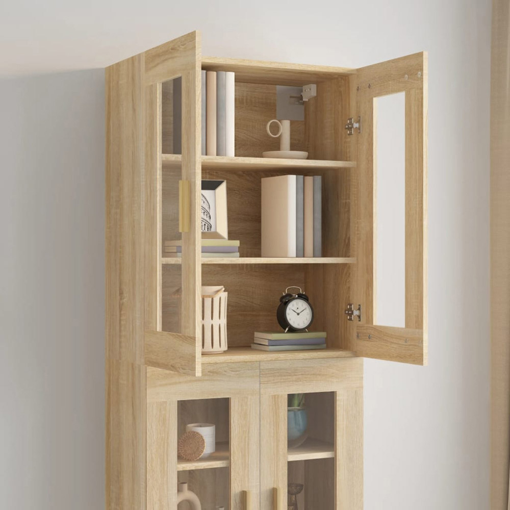 vidaXL 2 Glass Door Sonoma Oak Hanging Wall Cabinet Image 8