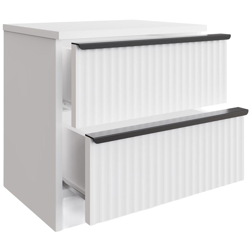 FWStyle Lania 2 Drawer White Scalloped Ripple Effect Bedside Chest Image 3