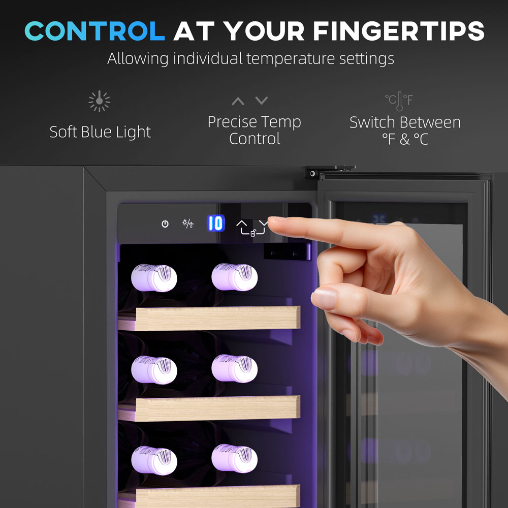 HOMCOM 800-243V70BK Black 19 Bottle Freestanding Wine Cooler Fridge Image 7