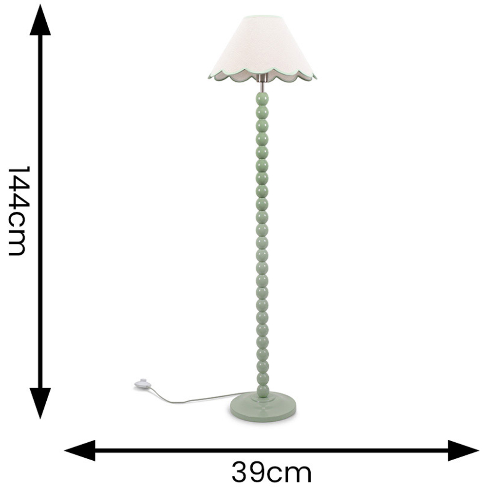 ValueLights Bobbins Natural and Green Scallop Shade Sage Green LED Floor Lamp Image 6