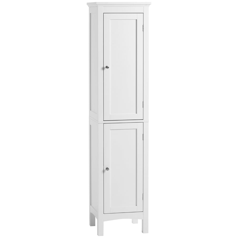 Kleankin 2 Door White Tall Bathroom Cabinet with Adjustable Shelves Image 2