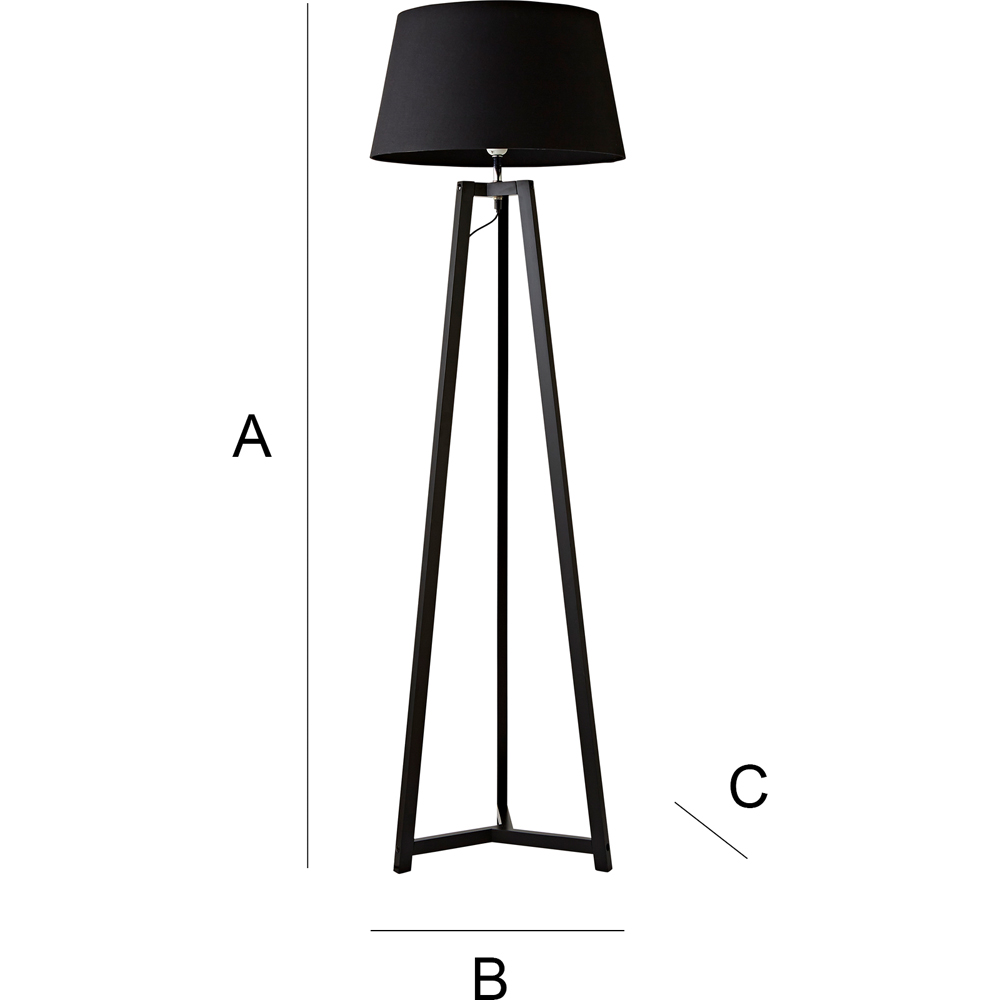ValueLights Lottie Black Fabric Tapered Shade Black Wood Tripod LED Floor Lamp Image 7