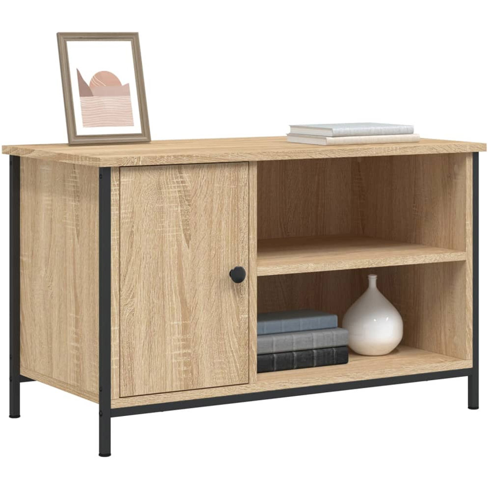 vidaXL Single Door 2 Open Shelf Sonoma Oak TV Cabinet Image 3