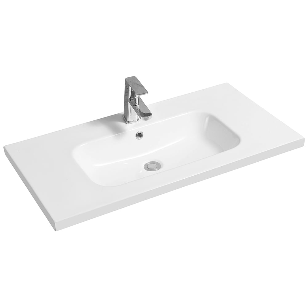 Limoge White Ceramic Mid Edge Inset Basin with Oval Bowl 810mm Image 1