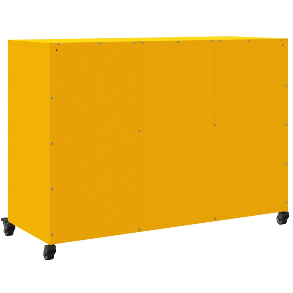 vidaXL 3 Door Mustard Yellow Metal Sideboard Image 8