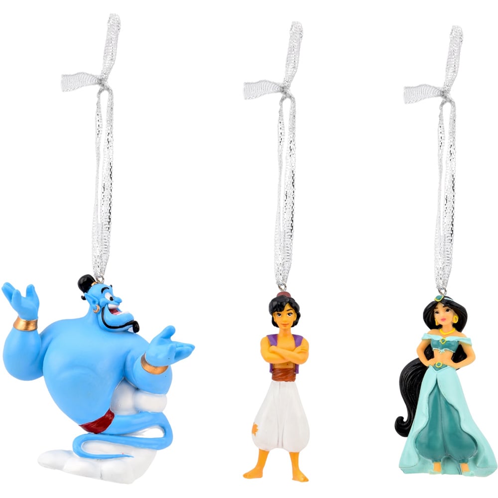 Disney Genie Jasmine and Aladdin Christmas Tree Ornaments 3 Pack Image