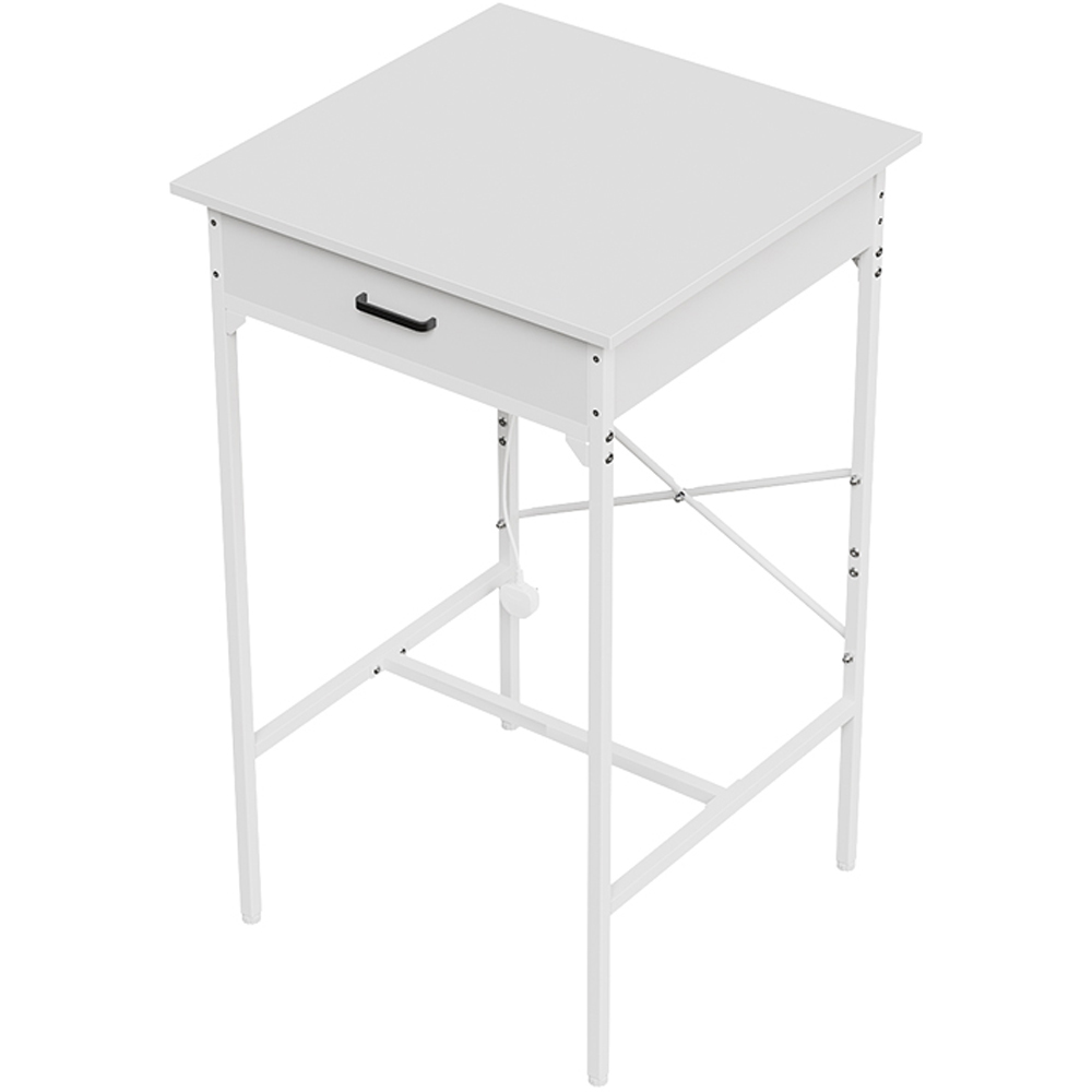 Living and Home Single Drawer White Bar Table with Built-In Charging Station Image 2