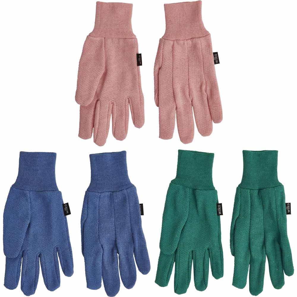 Wilko Jersey Garden Gloves Medium 3pk Image 1