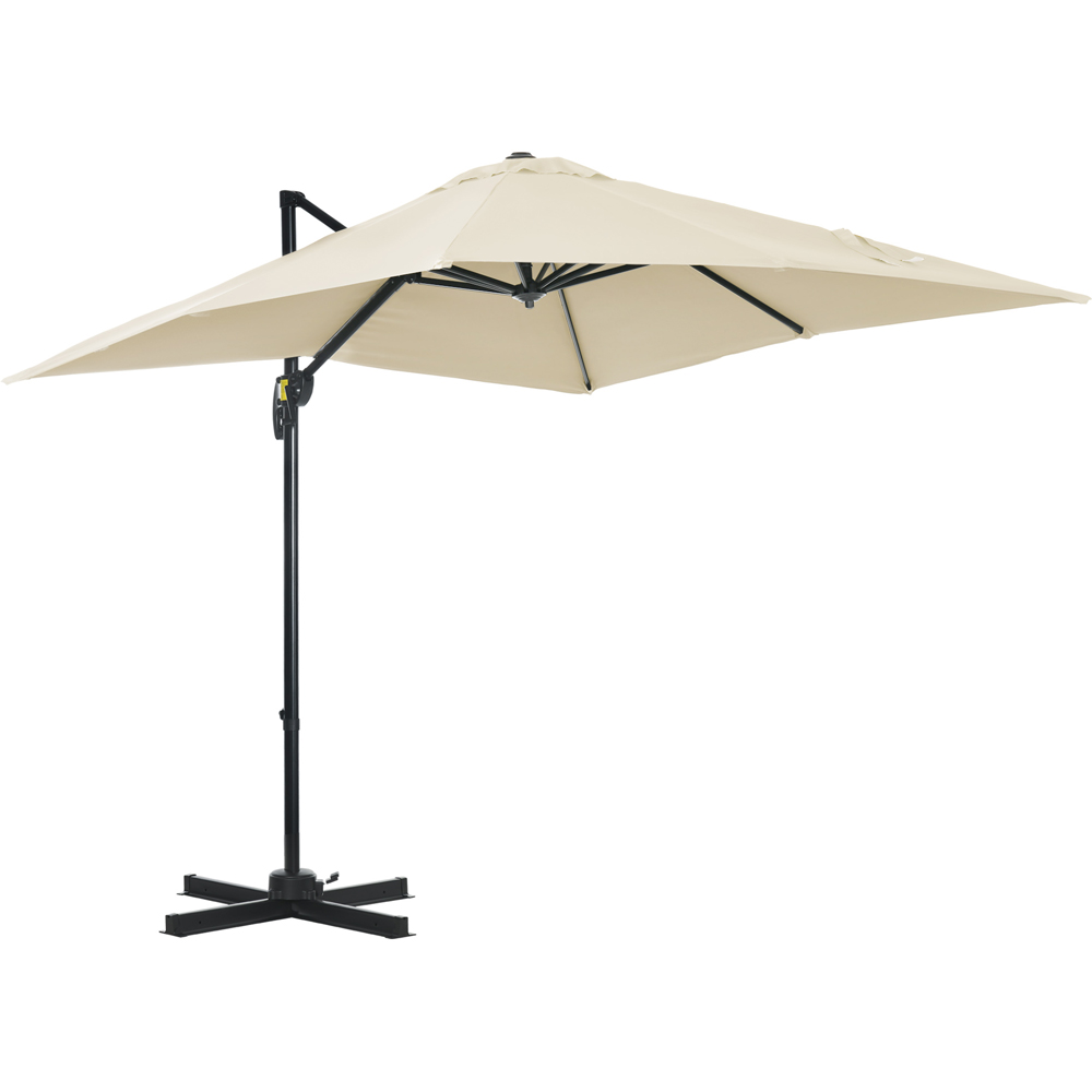 Outsunny Cream White Crank Handle Cantilever Parasol 2.5m Image 1