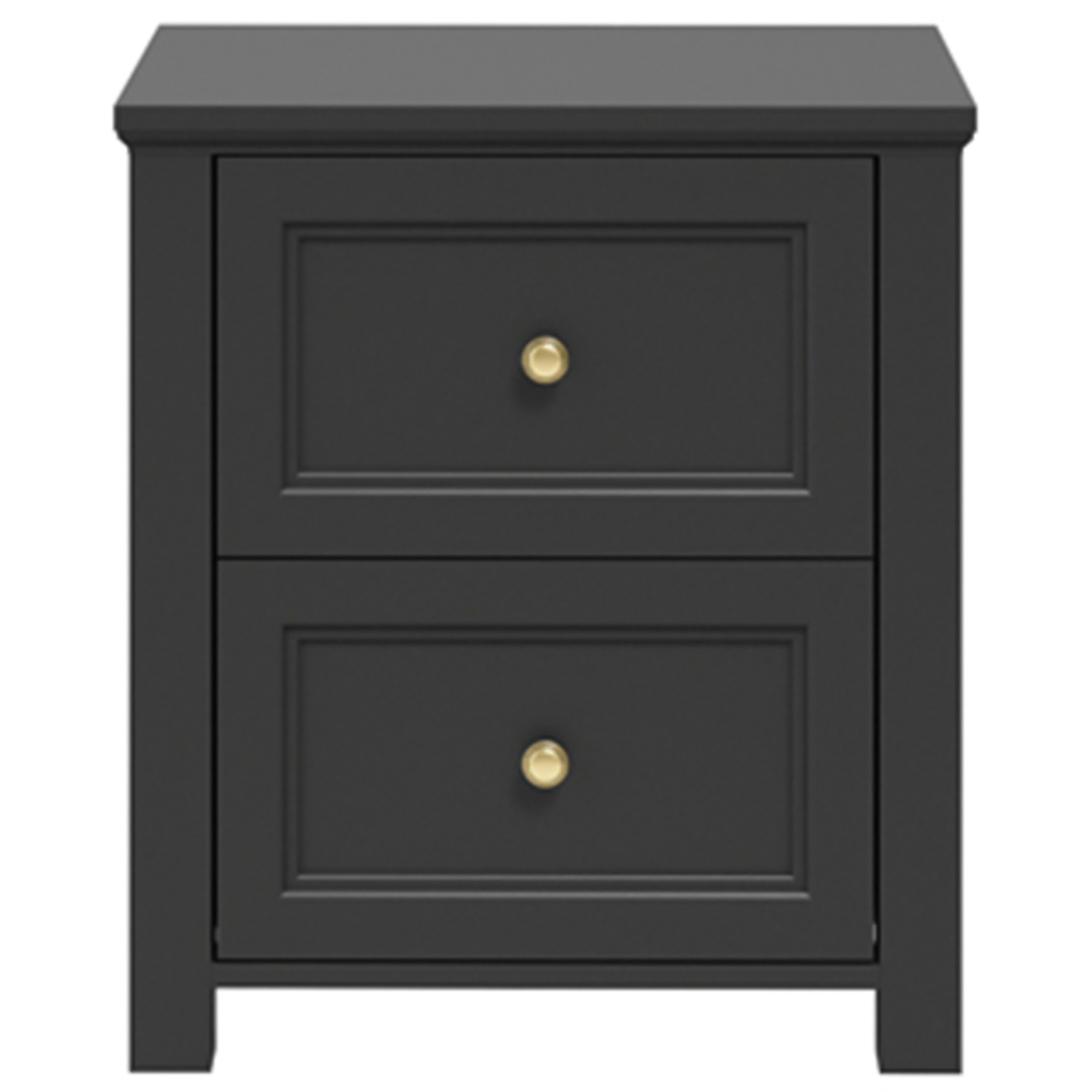 Ives 2 Drawer Black Bedside Cabinet Image 3