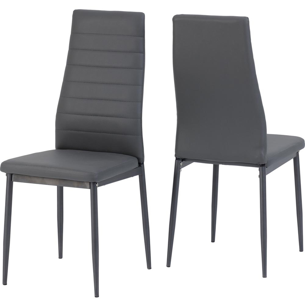 Seconique Abbey Set of 2 Grey PU Dining Chair Image 2