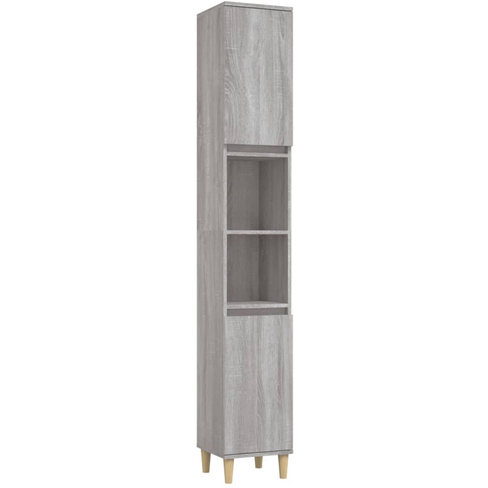 vidaXL 2 Door Grey Wood Bathroom Cabinet Image 2