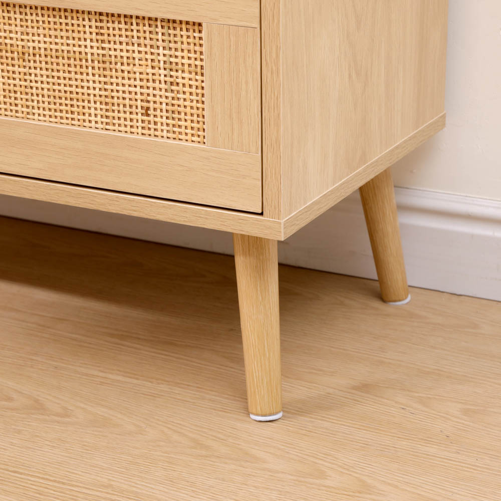 FurnitureHMD 3 Drawer Natural Rattan Woven Front Wooden Chest of Drawers Image 4