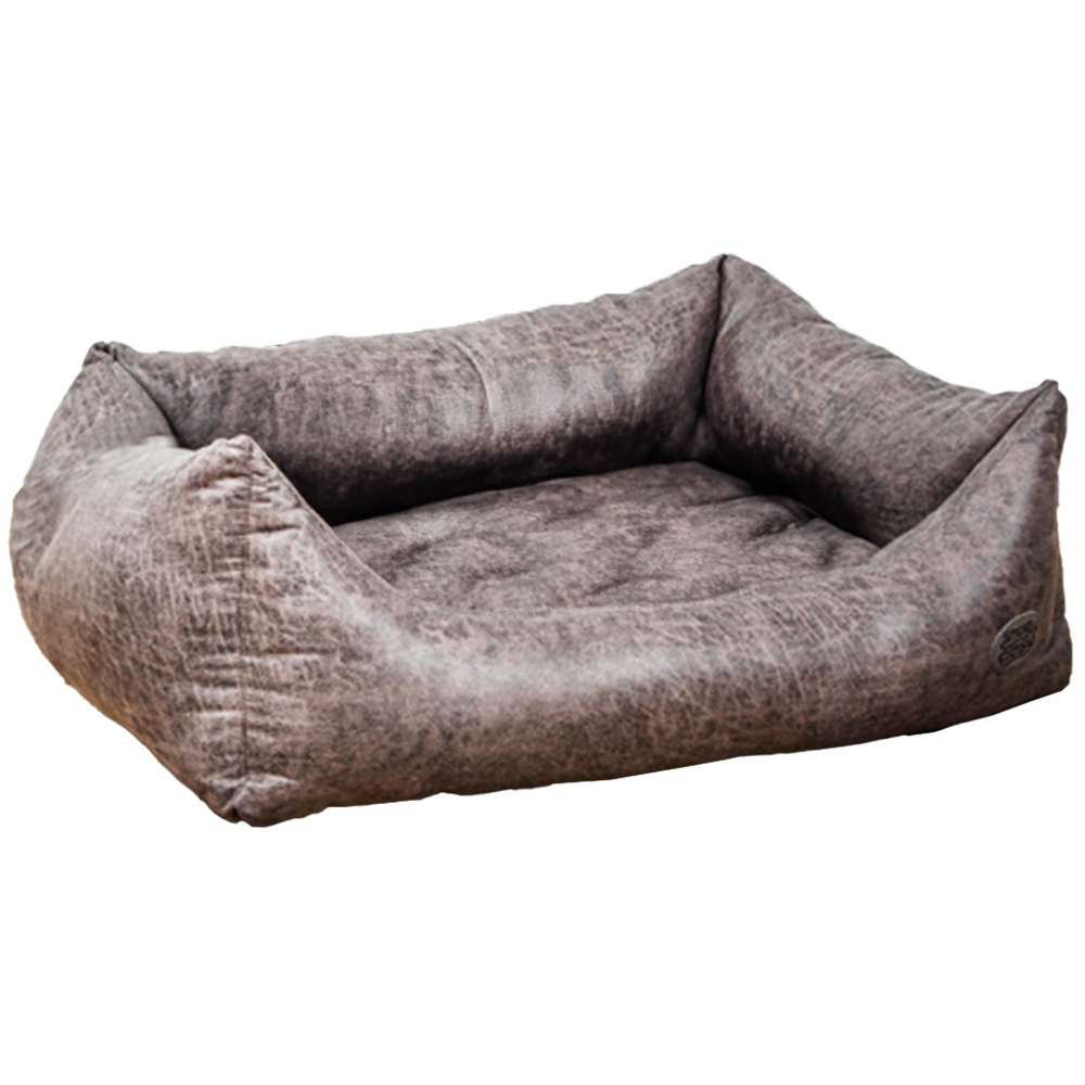 Snug & Cosy Rhodeo Medium Faux Leather Dark Grey Rectangle Pet Bed Image 1