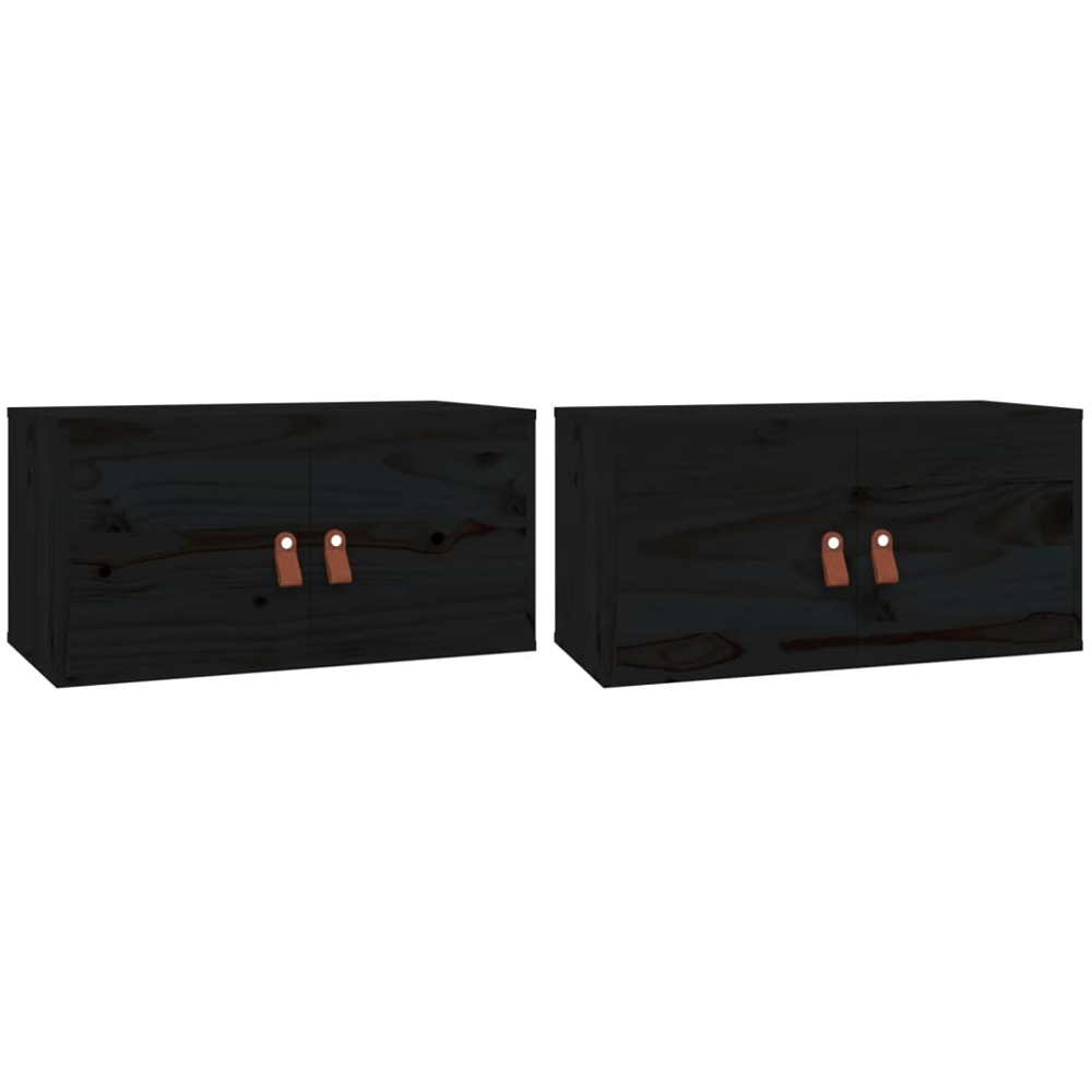 vidaXL Single Door Grey Solid Pine Wood Wall Cabinet Set of 2 Image 2