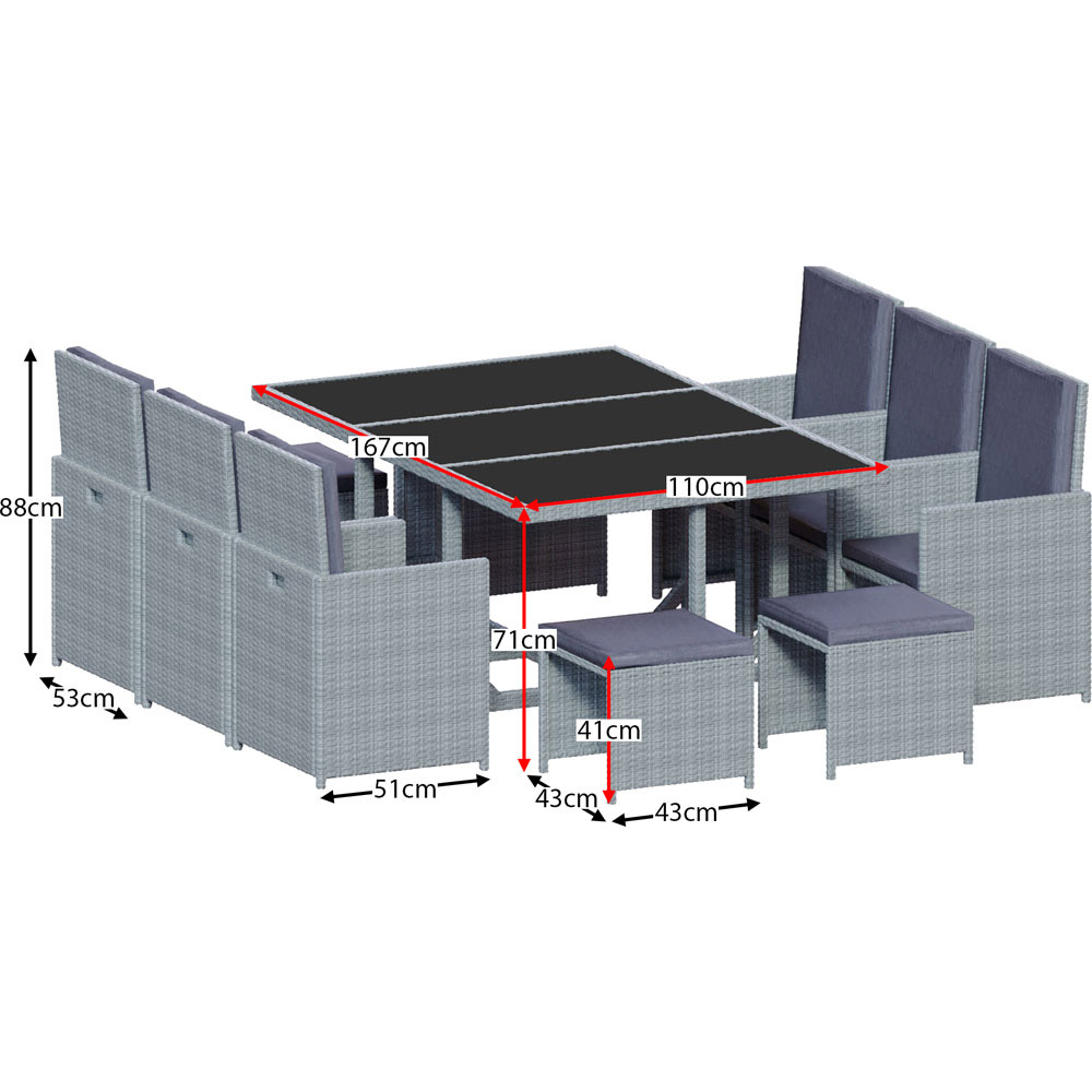 Garden Vida Cuba Rattan 10 Seater Garden Dining Set Grey Image 9