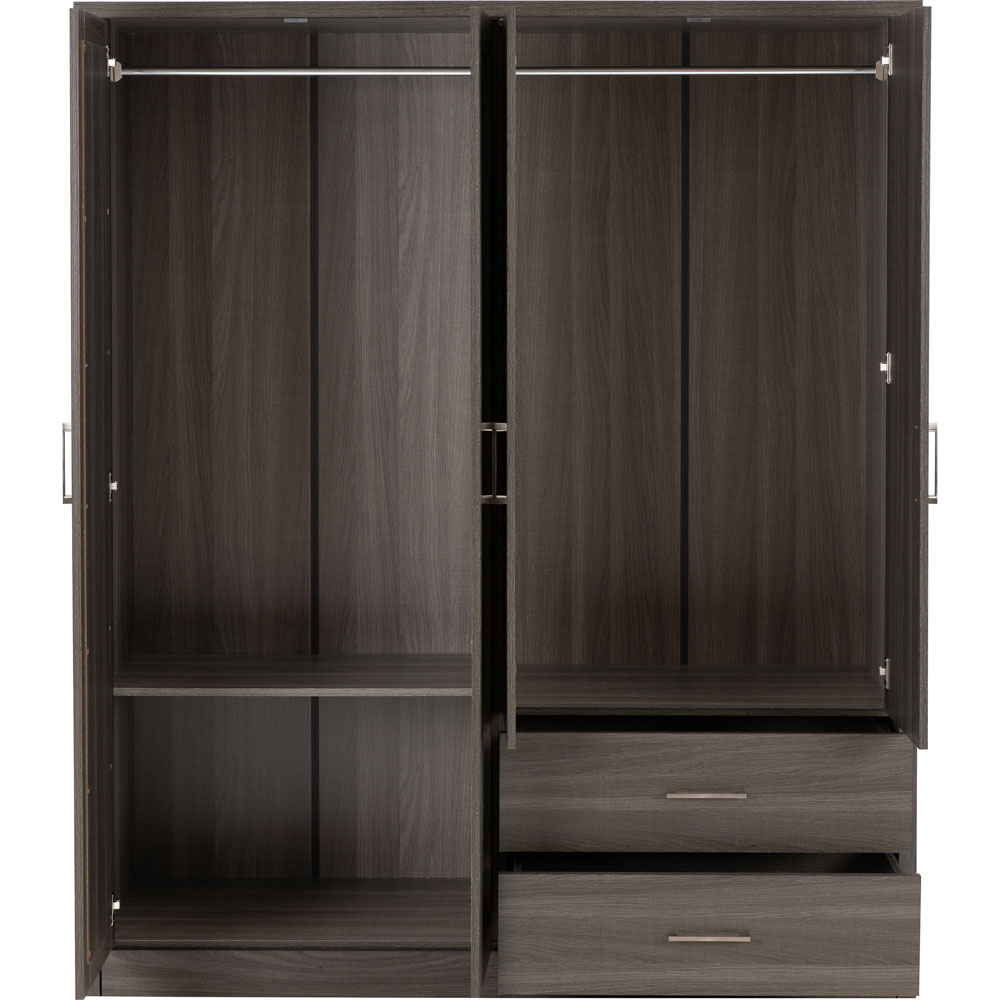 Seconique Lisbon 4 Door 2 Drawer Black Wood Grain Wardrobe Image 4