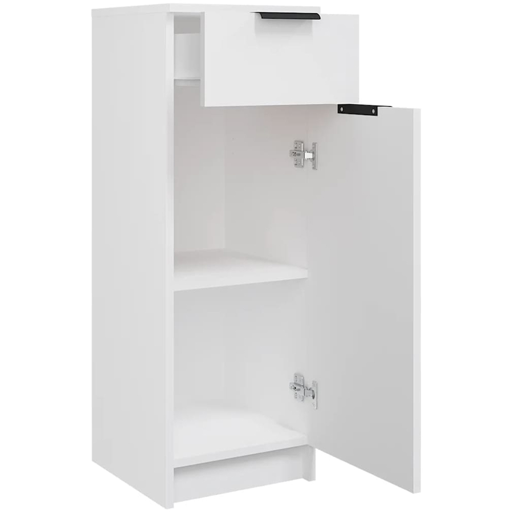 vidaXL Single Door Single Drawer White Narrow Bathroom Cabinet Image 4