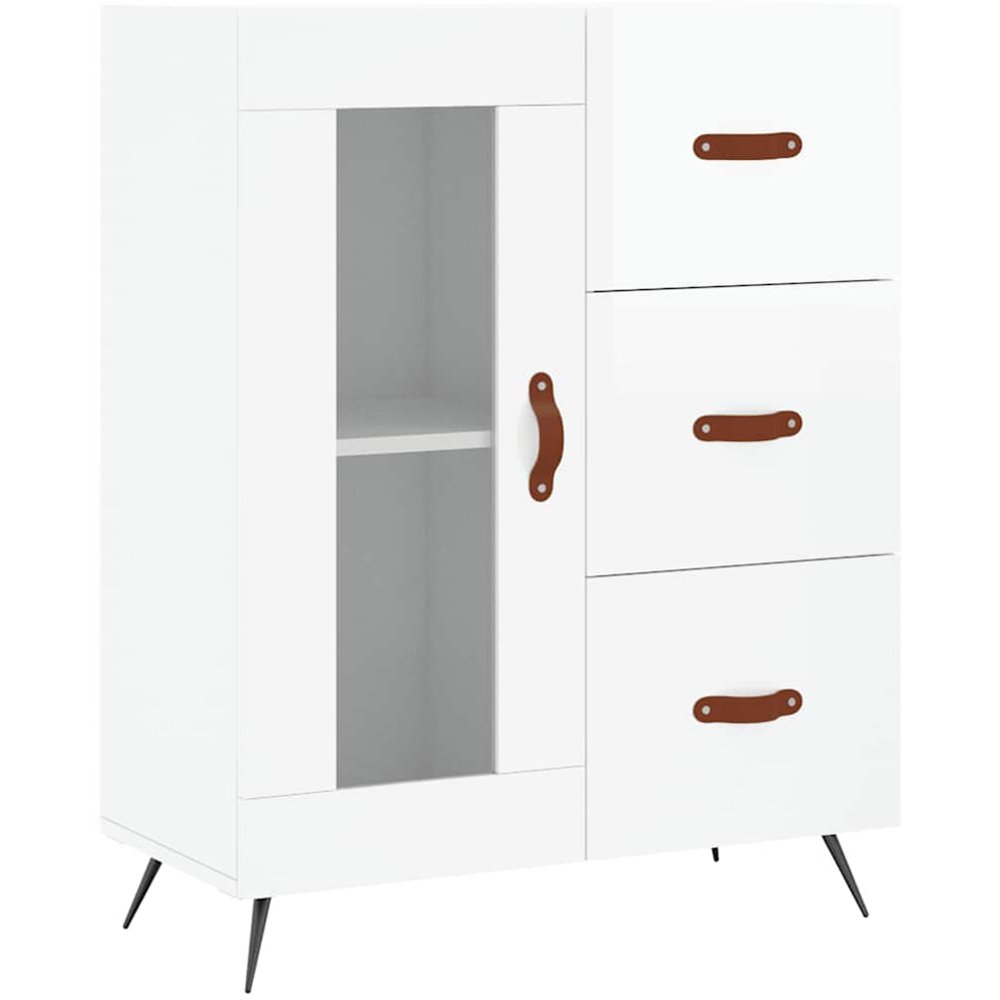 vidaXL Single Door 3 Drawer White Sideboard Image 2