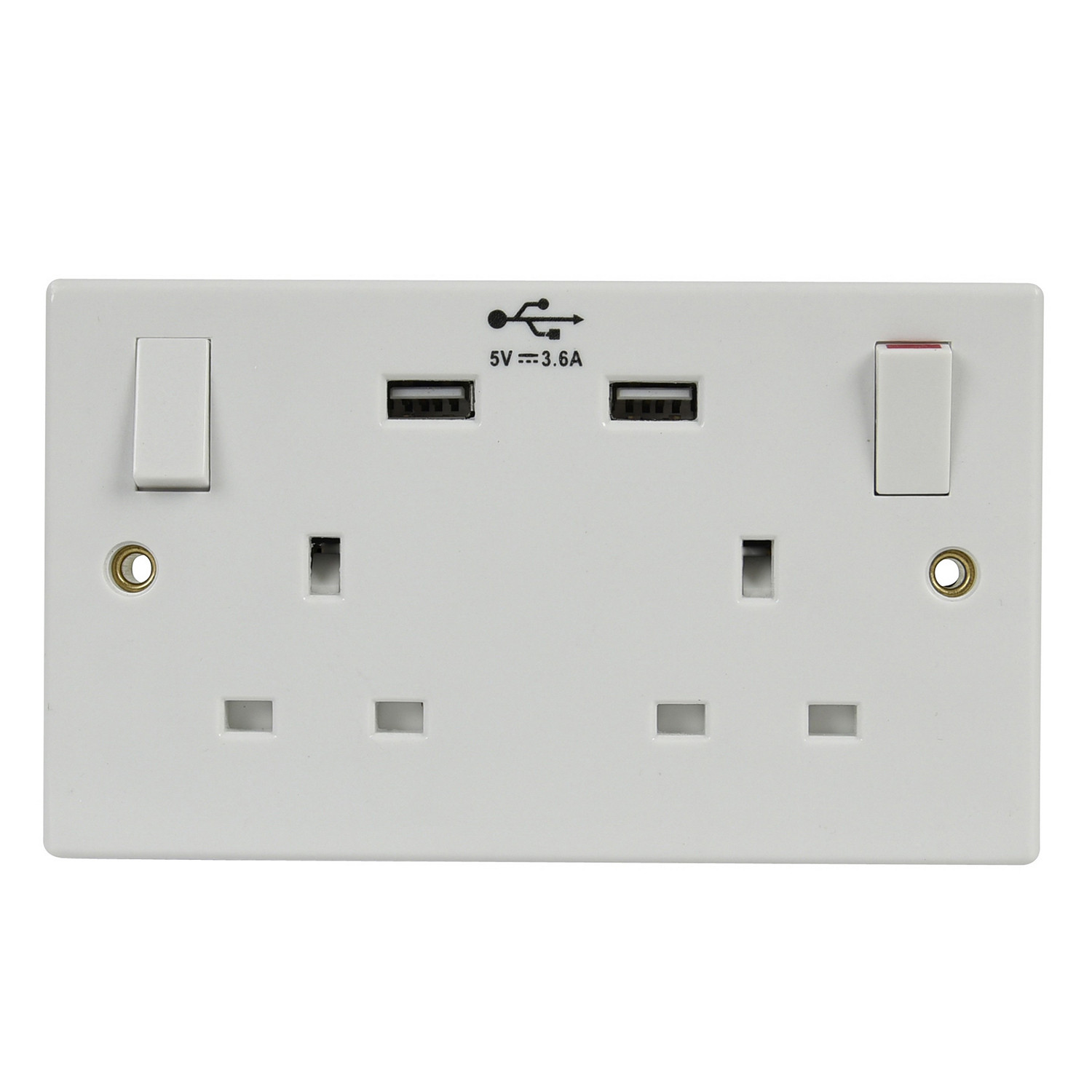 2 Gang Switched Socket with 2 USB Ports Image