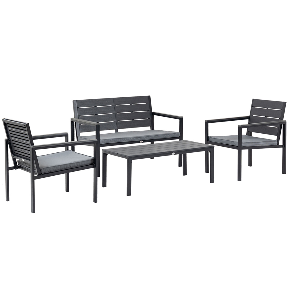 Outsunny 4 Seater Grey Steel Frame Outdoor Sofa Lounge Set Image 2