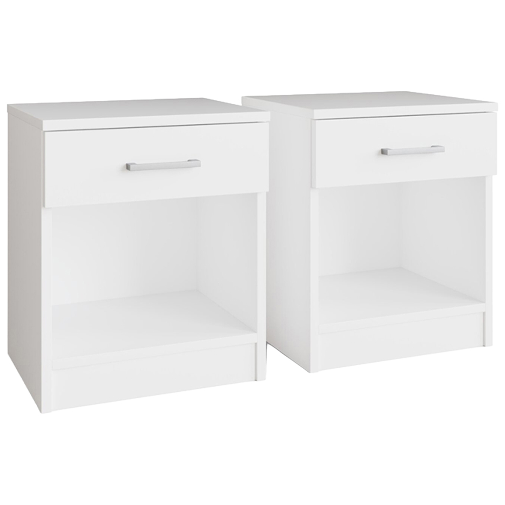 GFW Bailey Single Drawer Single Shelf White Bedside Table Set of 2 Image 2