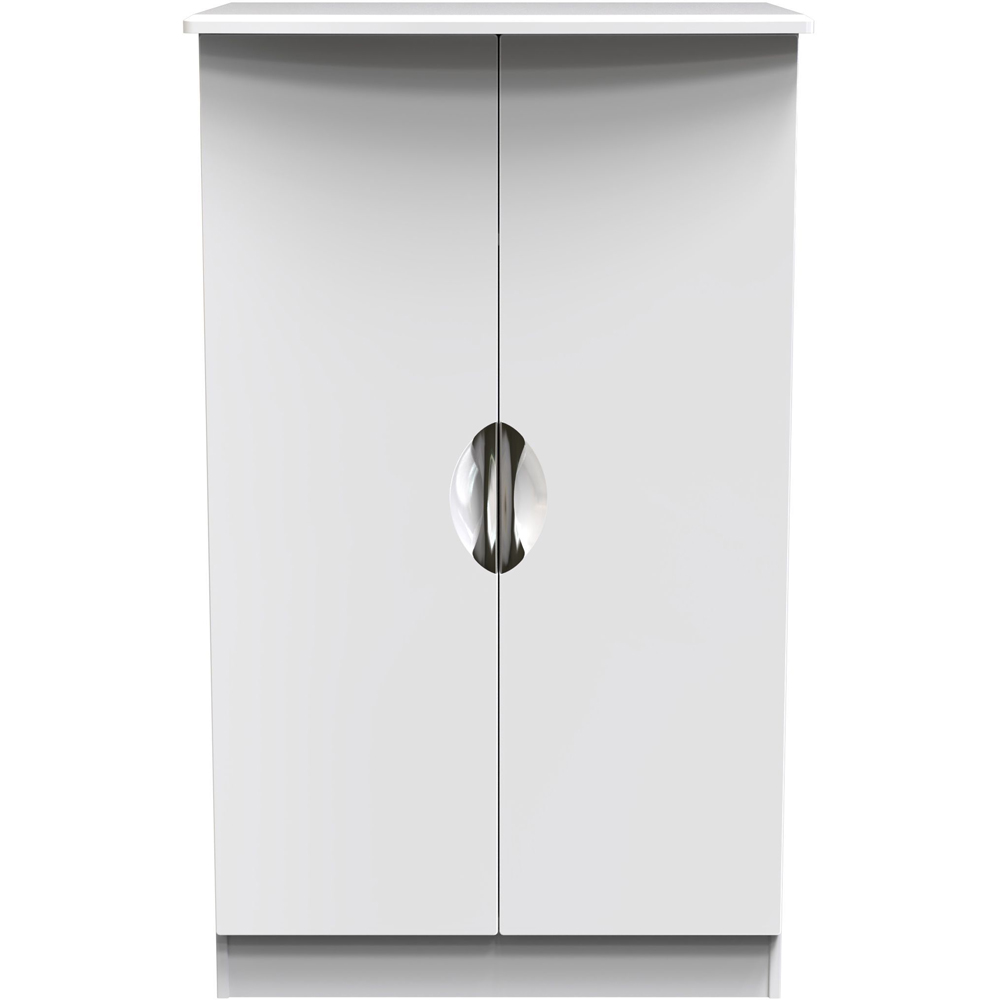 Crowndale Camden 2 Door White Gloss and White Midi Wardrobe Ready Assembled Image 2
