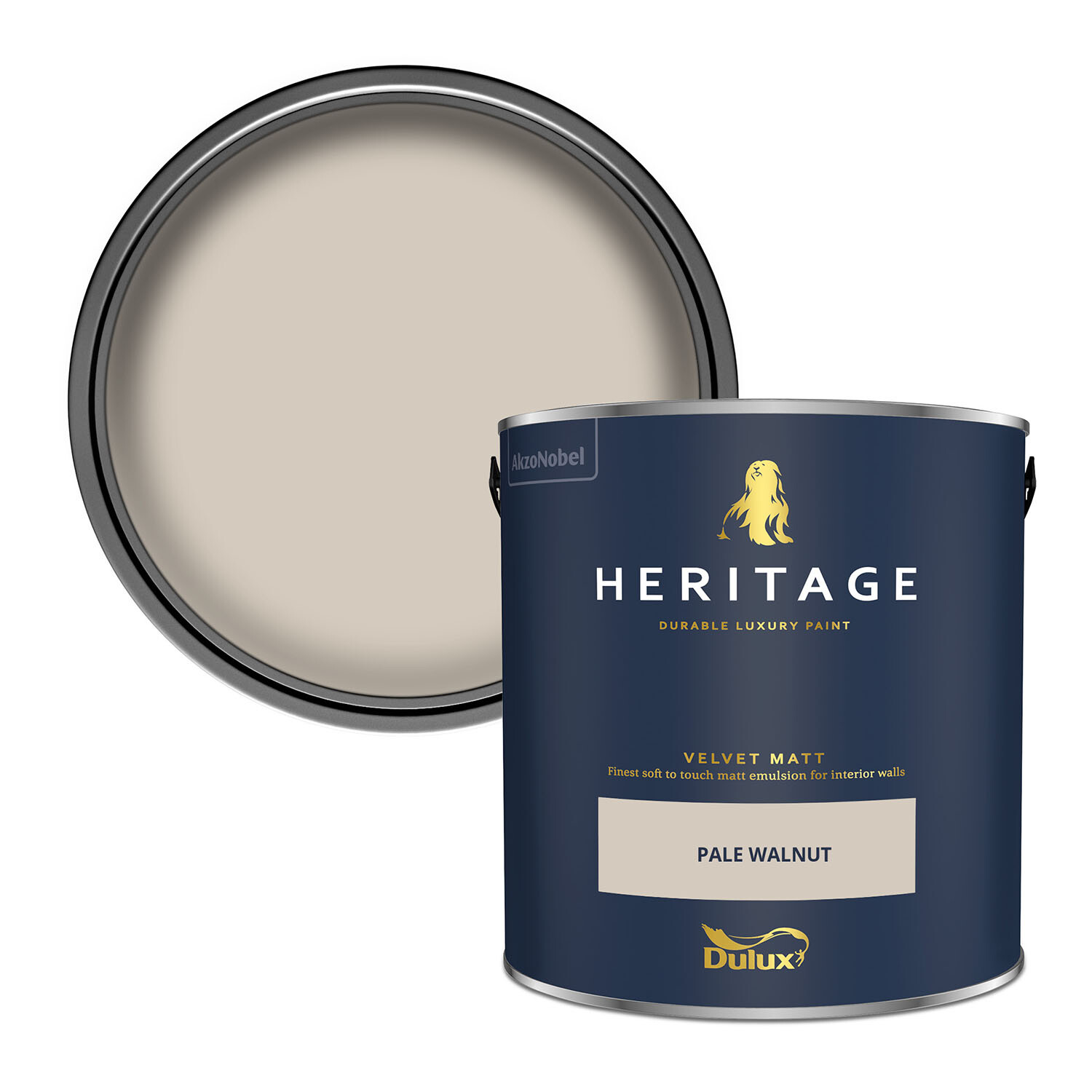 Dulux Heritage Walls and Ceilings Pale Walnut Velvet Matt Emulsion Paint 2.5L Image 1