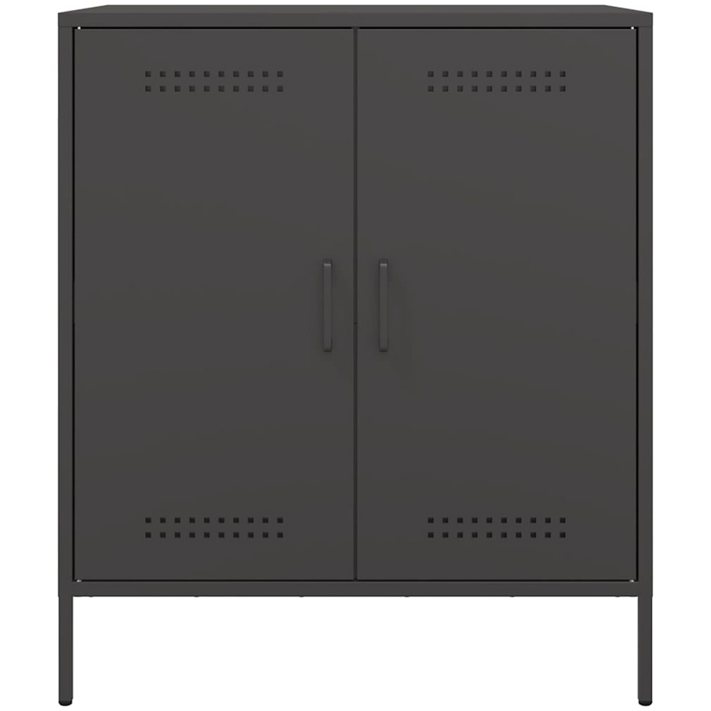 vidaXL 2 Door Black Steel Industrial Style Sideboard Image 3