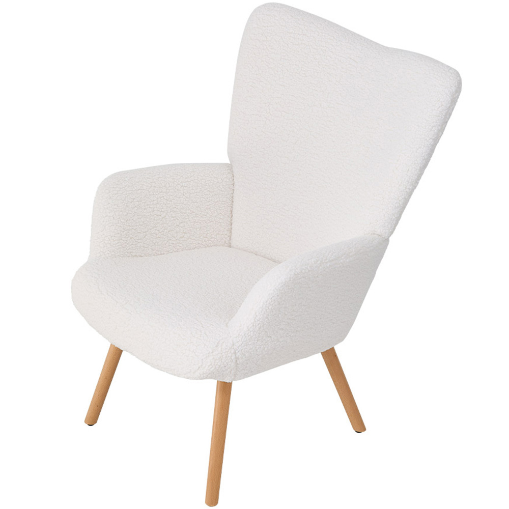 Living and Home White Sherpa Fleece Upholstered Leisure Chair Image 4