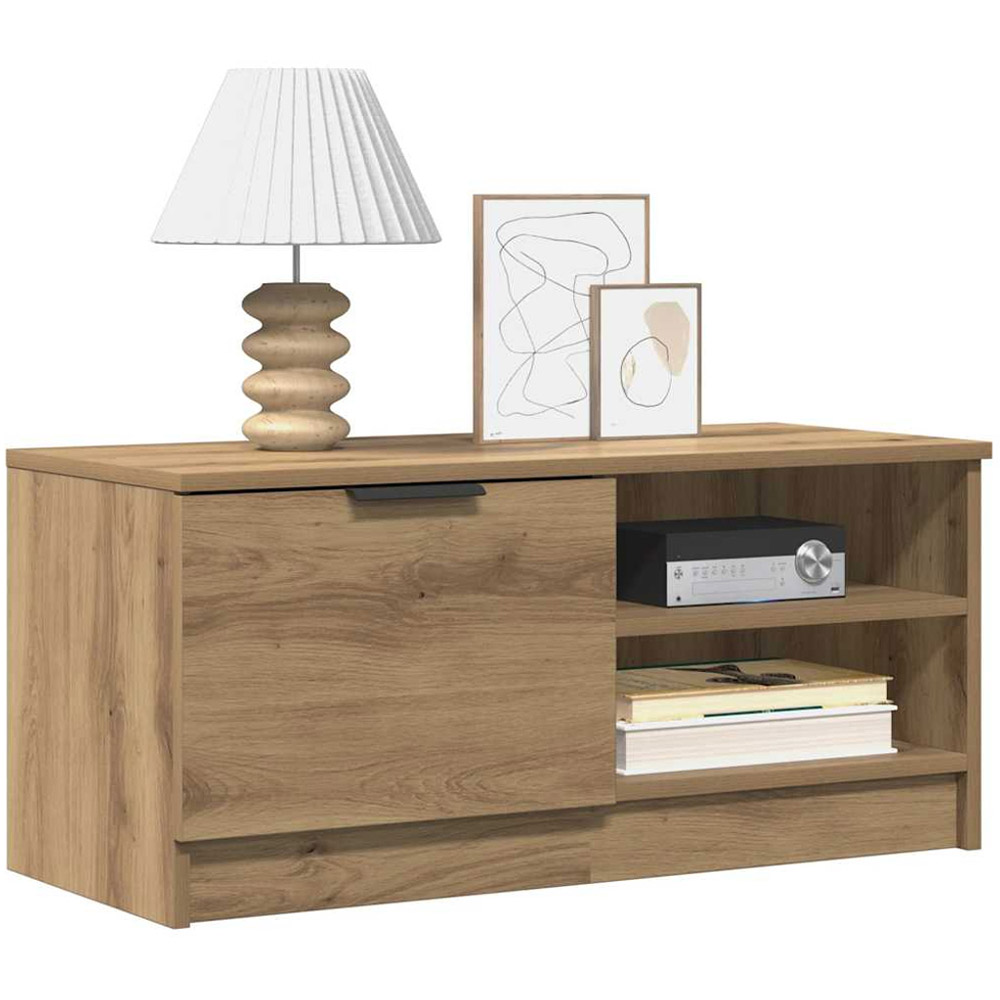 vidaXL Single Door 2 Open Shelf Artisan Oak TV Cabinet Image 3