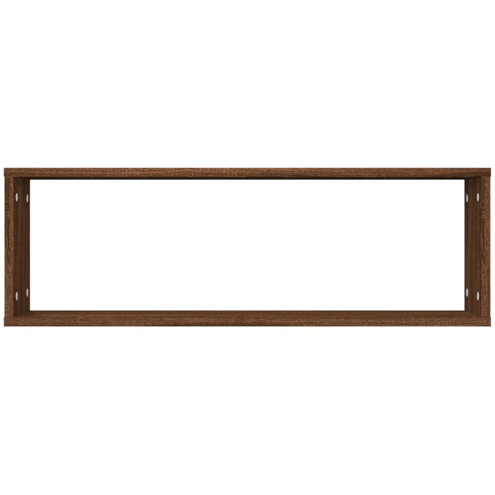 vidaXL 80cm Set of 2 Brown Oak Cube Floating Wall Shelf Image 5