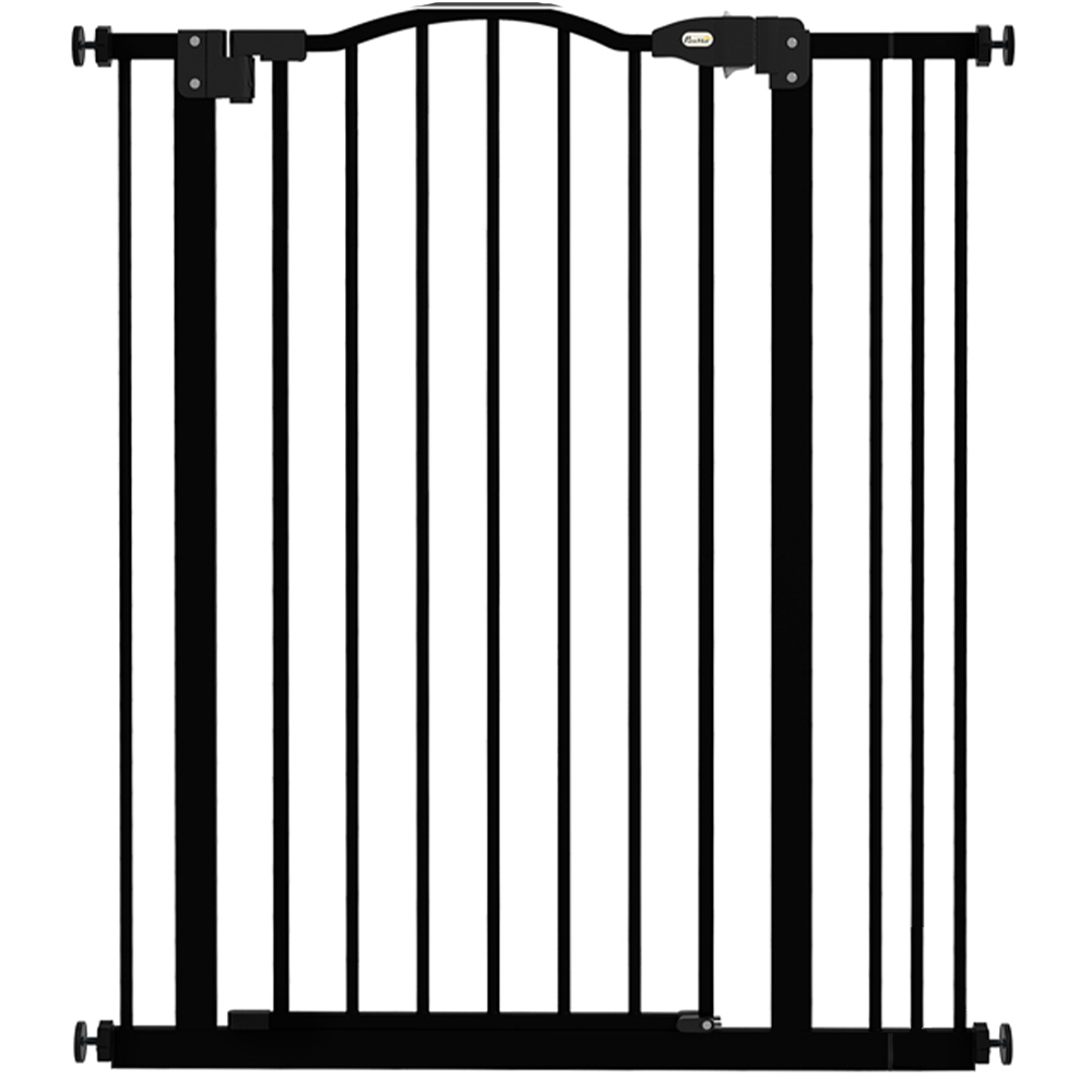 PawHut Black 74-87cm Adjustable Metal Pet Safety Gate Image 1