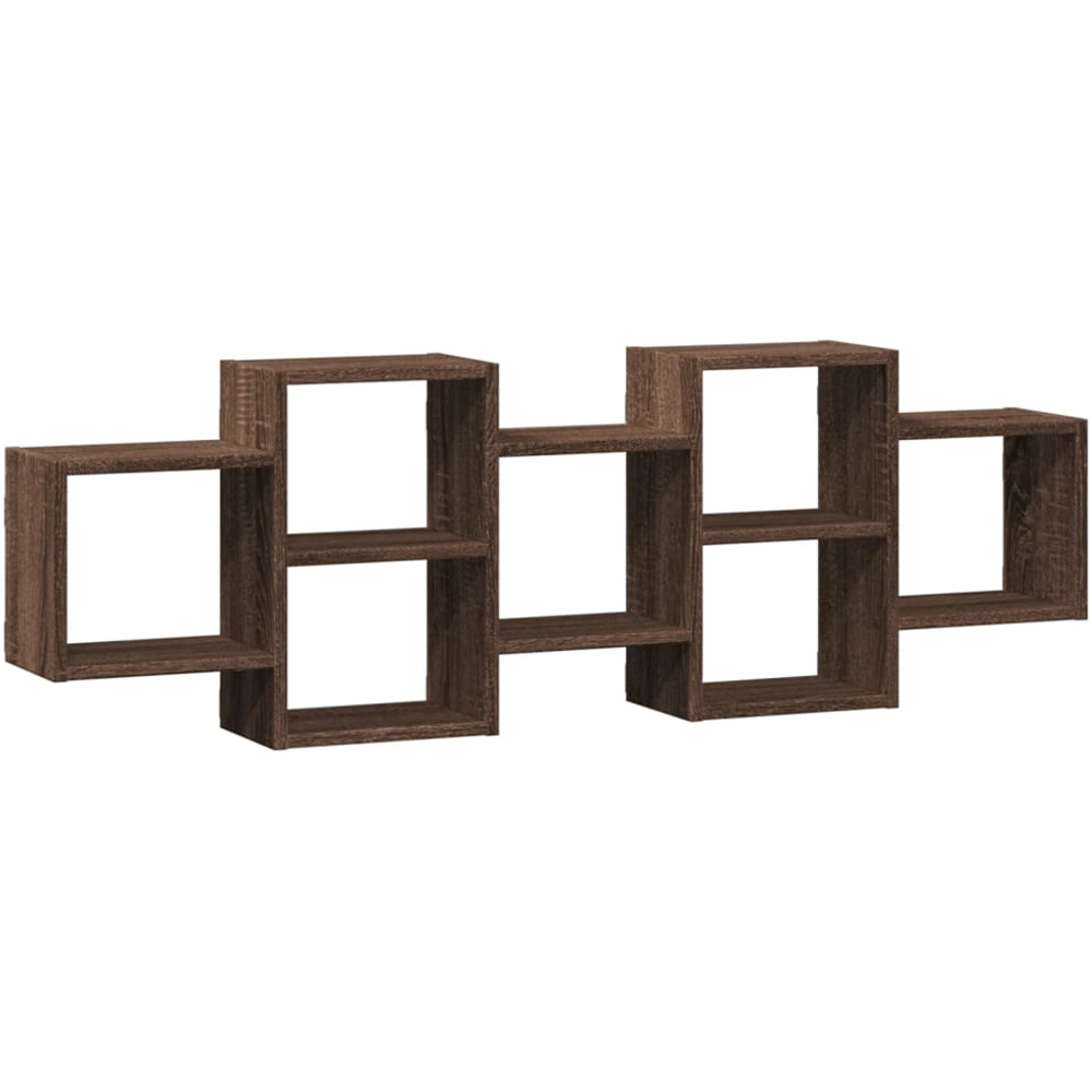 vidaXL 7 Shelf Brown Oak Effect Floating Wall Shelf Image 1