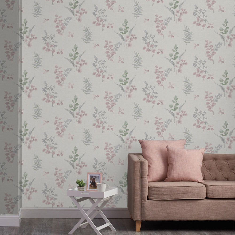 Wilko Watercolour Garden Pink Wallpaper Wilko