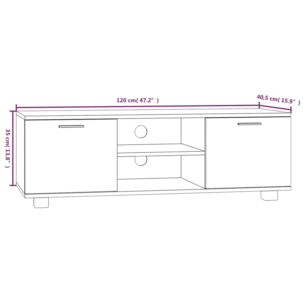 vidaXL 2 Door 2 Shelf Black TV Cabinet Image 9