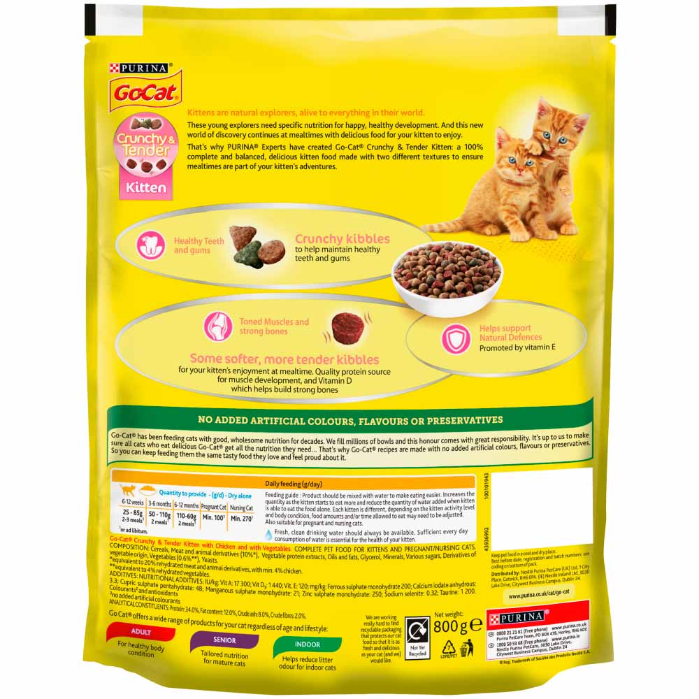 Go-Cat Crunchy and Tender Kitten Dry Cat Food Chicken 800g Image 3
